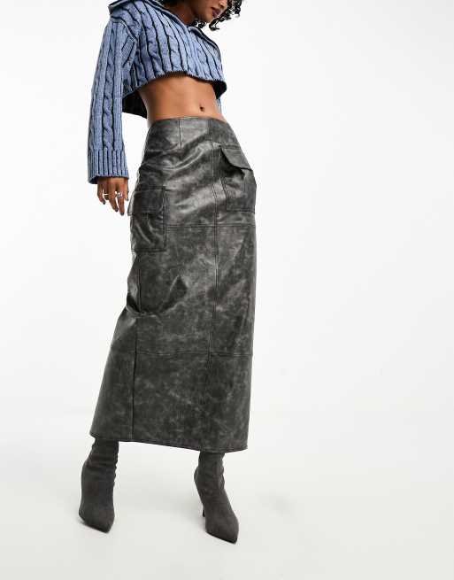 Leather midi cheap skirt asos