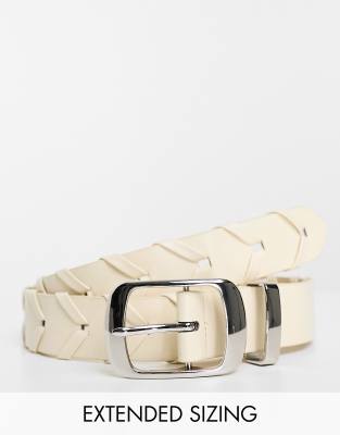 ASOS DESIGN body harness in beige faux leather with mini bag