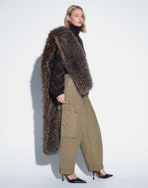 ASOS DESIGN faux mixed fur scarf in neutral with white tips - view 1