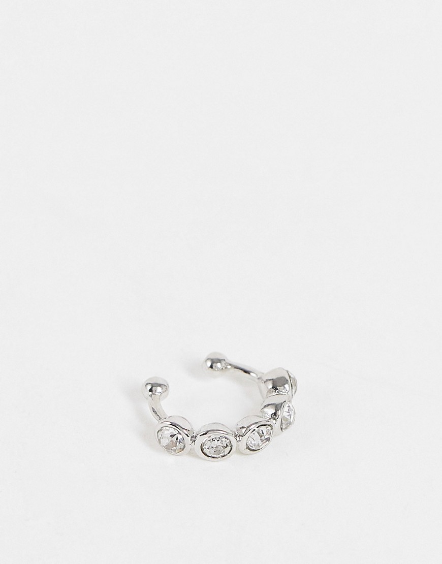 ASOS DESIGN faux nose ring with crystal design-Silver