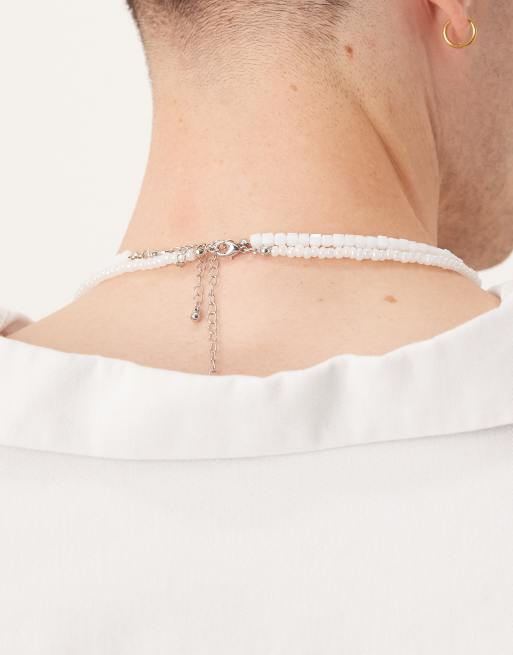 ASOS DESIGN faux pearl and coral 2 pack necklace in white , 2 of 3