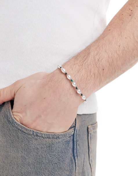 ASOS DESIGN faux pearl beaded bracelet in white - view 1