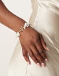 [ASOS DESIGN] ASOS DESIGN faux pearl bracelet with t-bar detail in gold tone No Size GOLD
