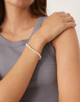 Asos Design Faux Pearl Bracelet-multi In Gold