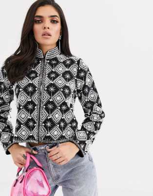 ASOS DESIGN faux pearl embellished jacket in black | ASOS