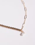 [ASOS DESIGN] ASOS DESIGN faux pearl mixed chain necklace in gold No Size GOLD