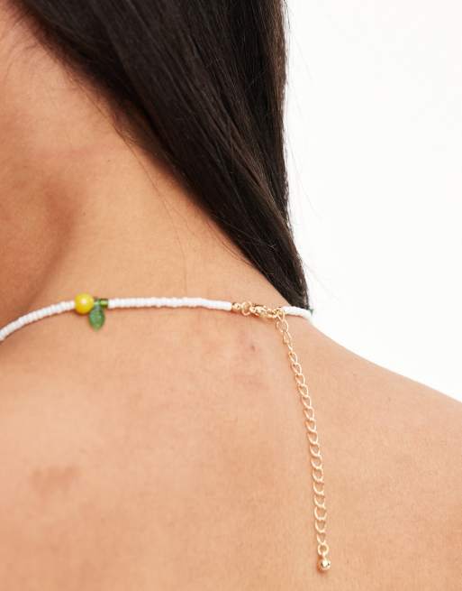 ASOS DESIGN faux pearl necklace with beaded fruit design, 3 of 4