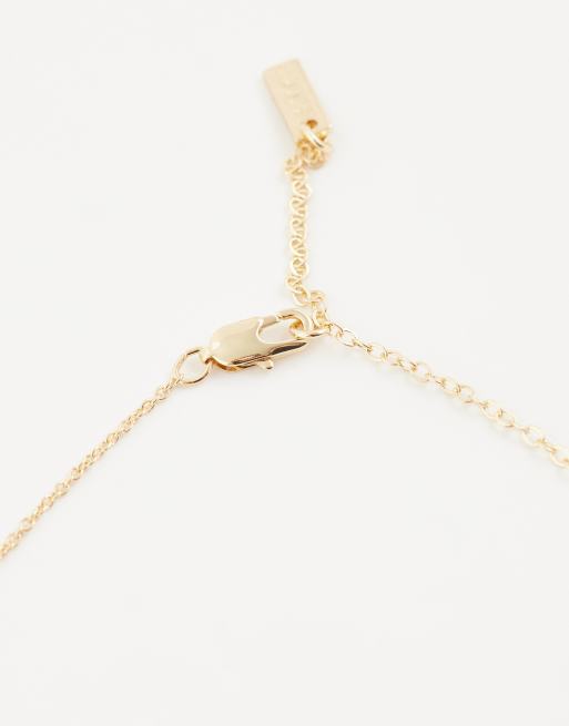 ASOS DESIGN faux pearl pendant necklace in gold, 4 of 4
