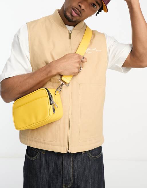 Yellow Leather Crossbody Camera Bag