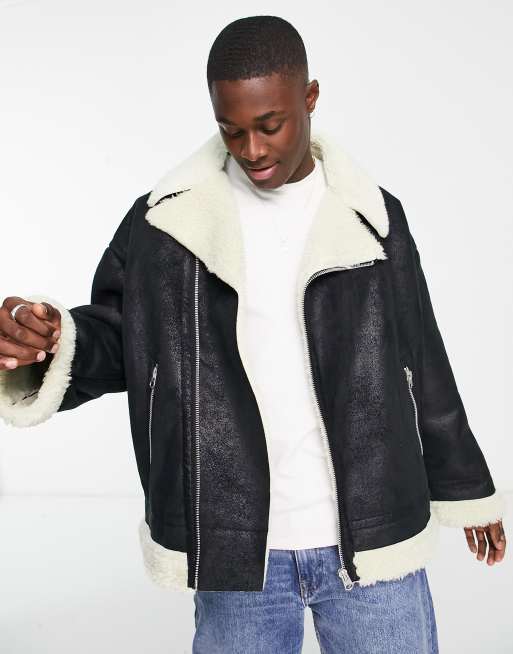 Asos faux shearling on sale jacket