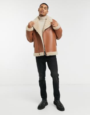 asos shearling jacket mens