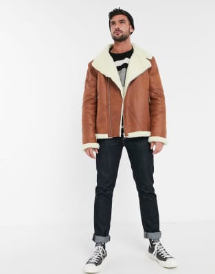 asos shearling jacket mens