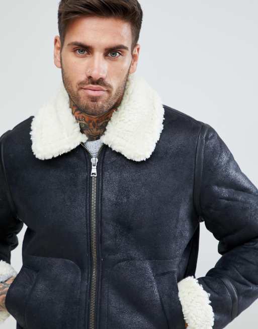 Mens shearling jacket on sale asos