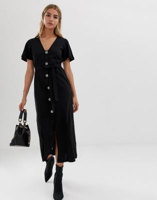 button through maxi tea dress