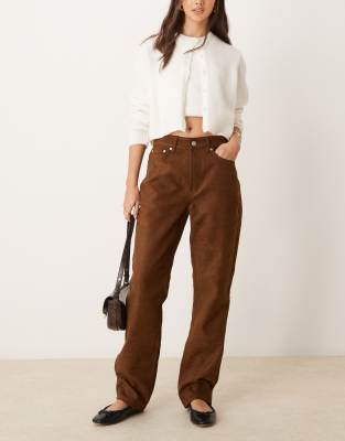ASOS DESIGN ASOS DESIGN faux suede 90s straight jean in tan-Brown