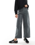 [ASOS DESIGN] ASOS DESIGN faux suede barrel pants in charcoal-Grey 8 Charcoal