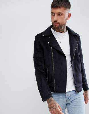 asos design faux suede biker jacket in tan