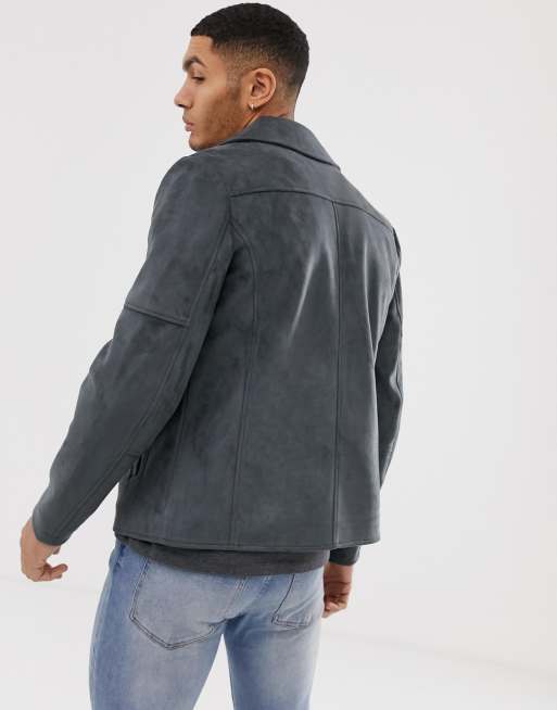 Gray faux suede outlet jacket