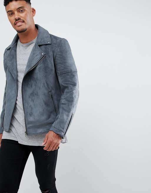 Grey faux outlet suede coat