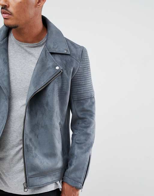 Grey 2025 suede biker