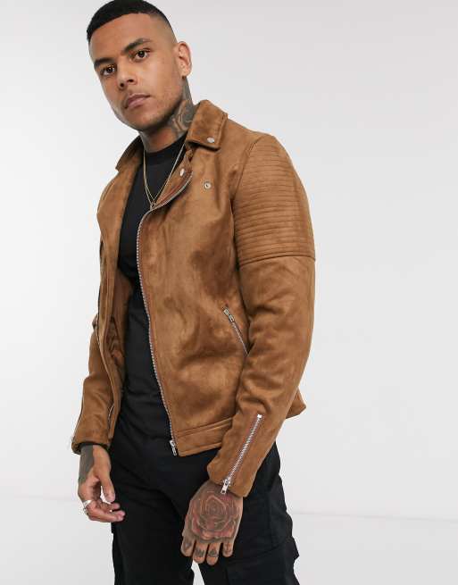 Asos tan outlet leather jacket