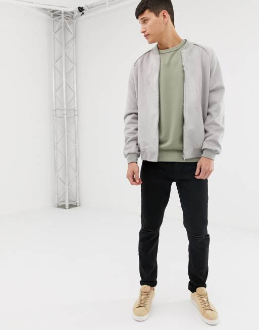 Asos grey sale suede jacket