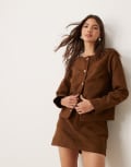 [ASOS DESIGN] ASOS DESIGN faux suede boxy jacket in tan-Brown M Tan