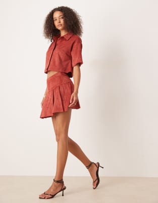 Asos Design Faux Suede Boxy Shirt In Orange