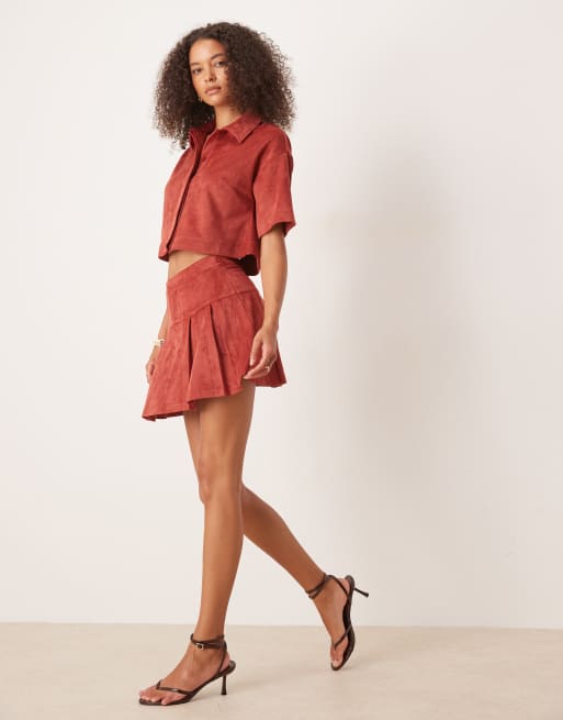 ASOS DESIGN faux suede boxy shirt in rust (part of a set) , 2 of 4