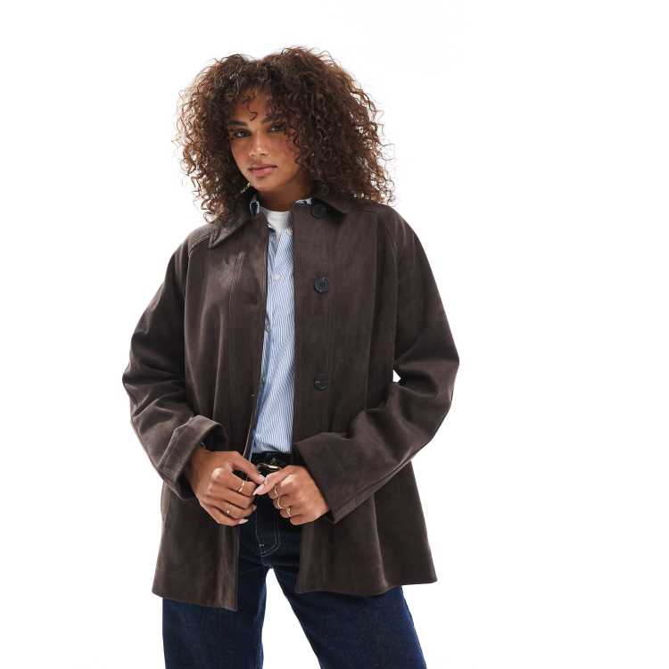 【まとめ買い】 ASOS DESIGN faux suede car coat in mocha | ASOS ジャケット・アウター