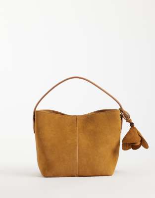Asos Design Faux Suede Grab Bag In Brown