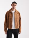 [ASOS DESIGN] ASOS DESIGN faux suede harrington jacket in brown S TAN