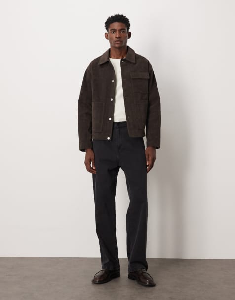 ASOS DESIGN faux suede harrington jacket in brown - view 1