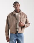 [ASOS DESIGN] ASOS DESIGN faux suede harrington jacket in light brown XS BROWN