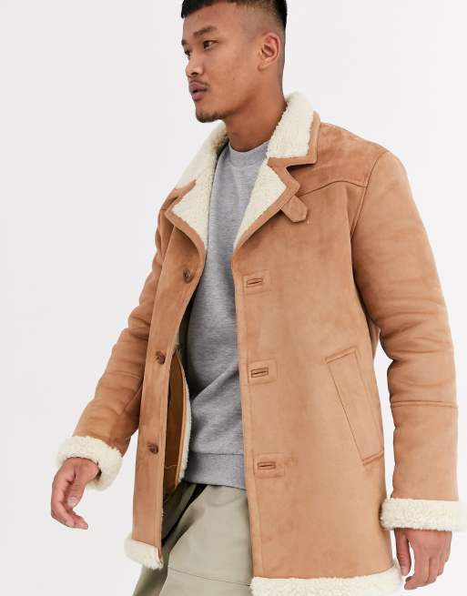 Asos design faux suede hotsell biker jacket in tan