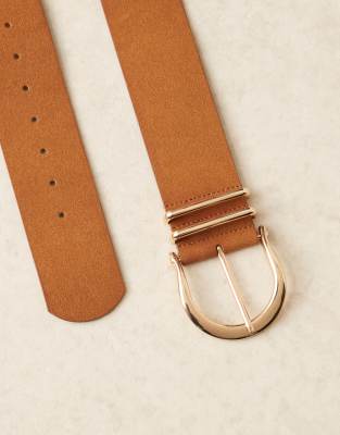 Asos Design Faux Suede Low Waist And Hip Belt In Brown