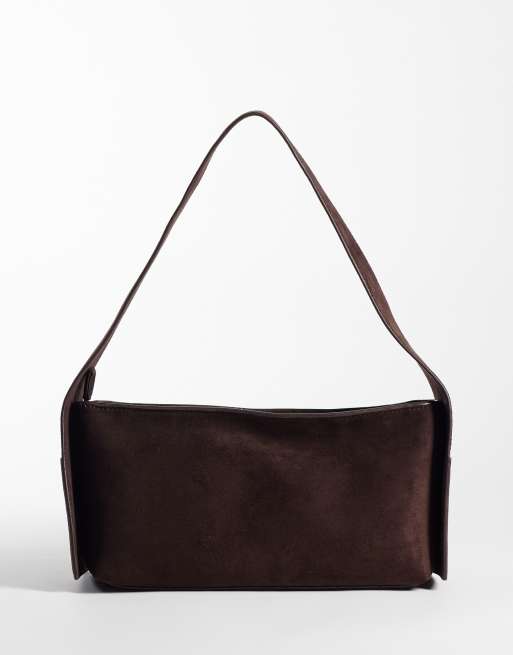 ASOS DESIGN faux suede mini pocket shoulder bag in chocolate, 4 of 4