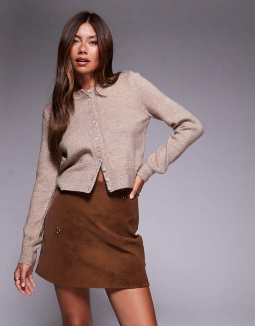 ASOS DESIGN faux suede mini skirt in brown