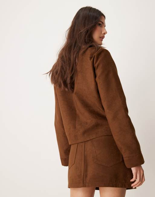 ASOS DESIGN faux suede mini skirt in tan, 3 of 5
