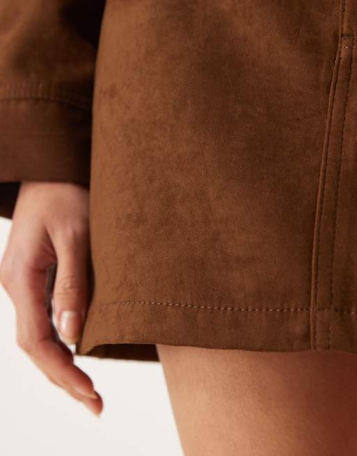 ASOS DESIGN faux suede mini skirt in tan, 4 of 5