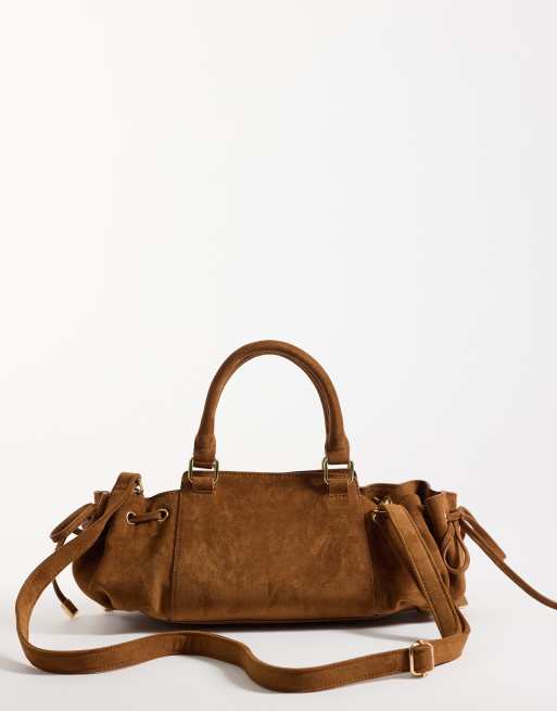 ASOS DESIGN faux suede multi pocket grab bag in tan, 4 of 4