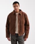 [ASOS DESIGN] ASOS DESIGN faux suede oversized bomber jacket in brown M BROWN