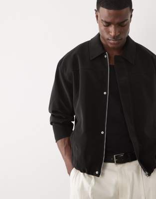 Asos Design Faux Suede Oversized Jacket In Black
