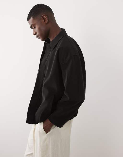 ASOS DESIGN faux suede oversized jacket in black, 4 of 5