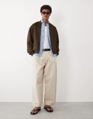 Asos Design Faux Suede Oversized Jacket In Multi