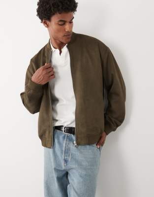 Asos Design Faux Suede Oversized Jacket In Multi
