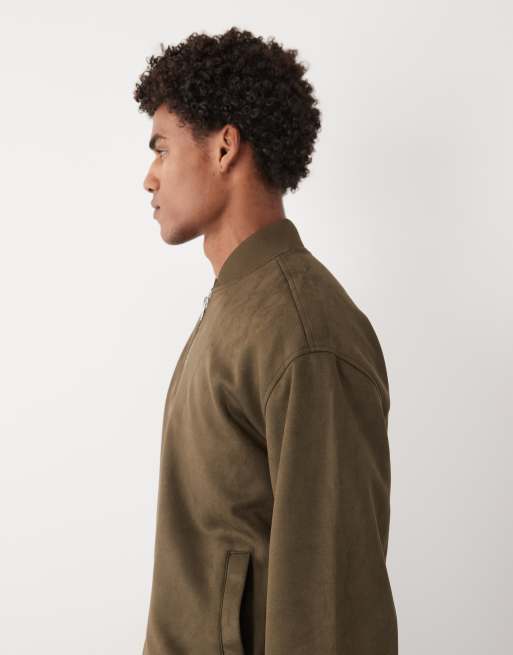 ASOS DESIGN faux suede oversized jacket in green, 3 of 5
