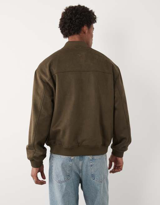 ASOS DESIGN faux suede oversized jacket in green, 4 of 5