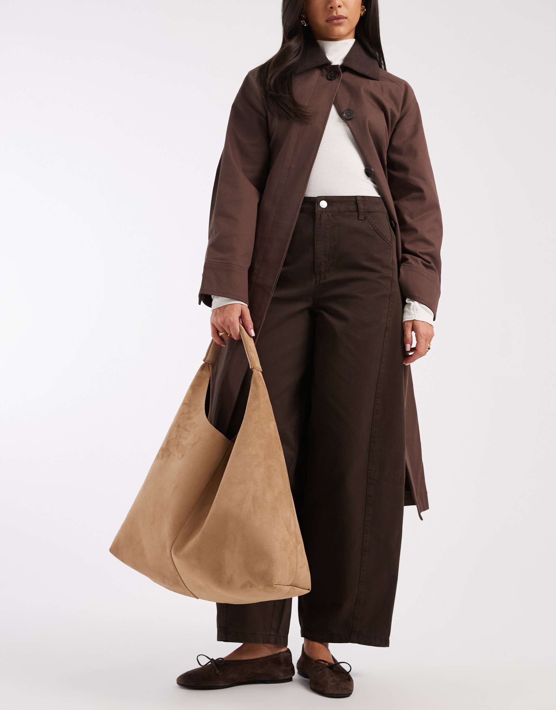 asos design faux suede scoop tote in cookie
