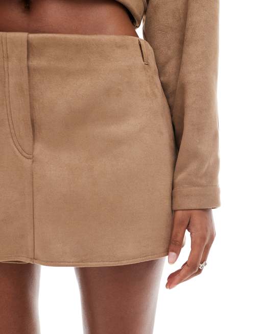 ASOS DESIGN faux suede skort in tan part of a set